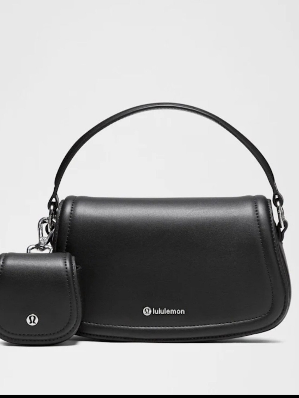 💗NWT LULULEMON CACTUS LEATHER MINI BAG WITH DETATCHABLE COIN POUCH IN BLACK/SILV
